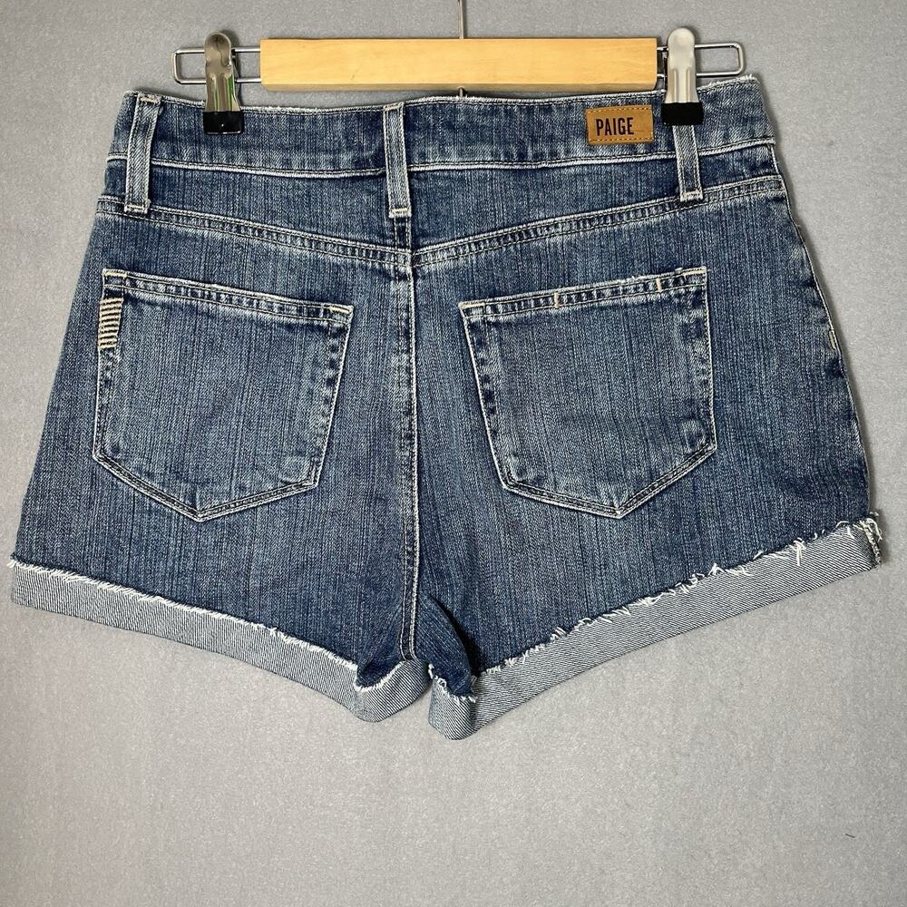 Paige Jimmy Jimmy Short Distressed Denim Shorts Stretch Women's Blue Size 26 - Picture 2 of 8